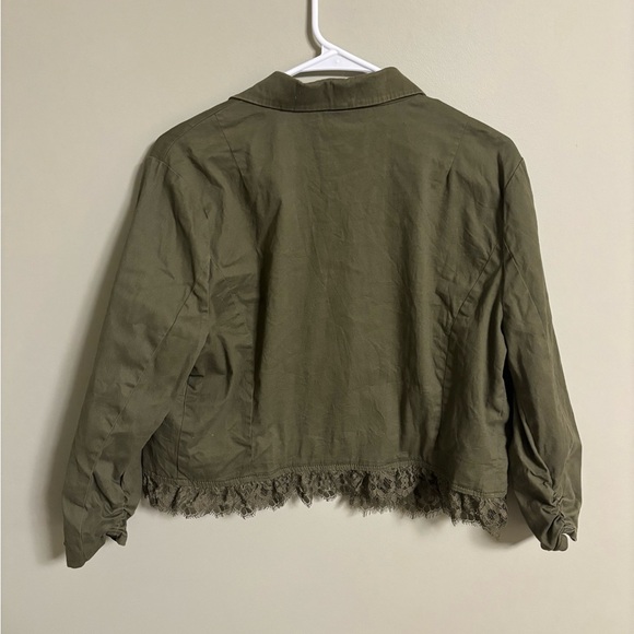 Vera Wang Princess Blazer Style Short Jacket Size XL Green Open Front Pockets - Picture 2 of 6